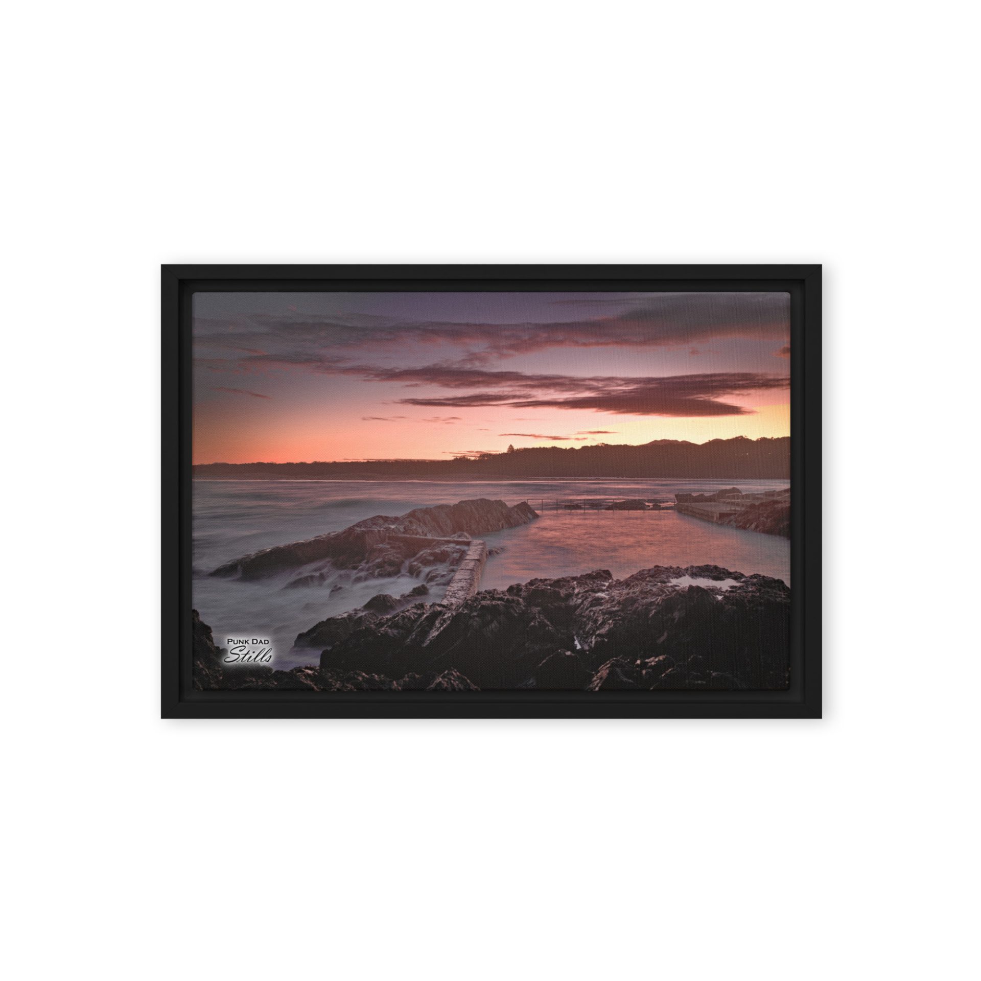 "Sawtell Rock Pool Blue Hour" - Framed Canvas by Punk Dad Stills - Image 2