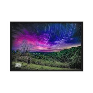 "Perry's Hill Lookout Aurora Star Trails" - Framed Canvas by Punk Dad Stills