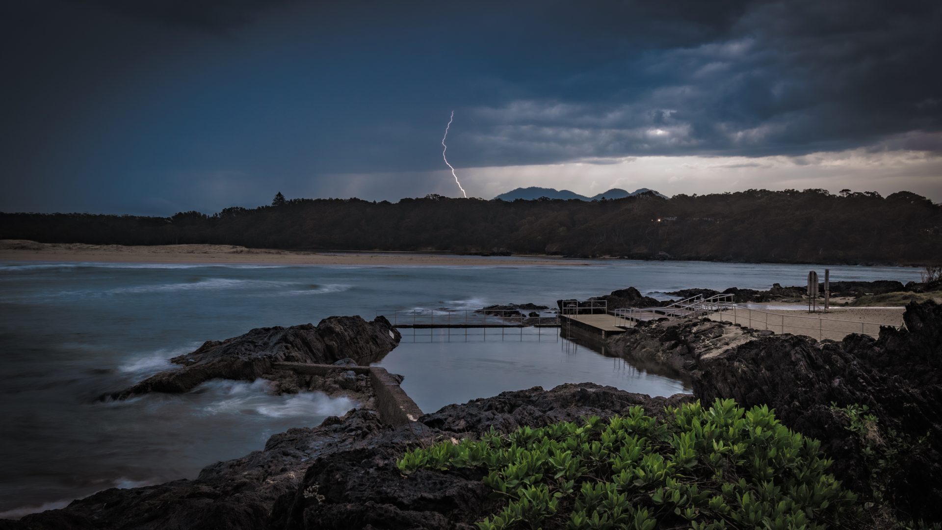 "Lightning over the Sawtell Rock Pool" by Punk Dad Stills